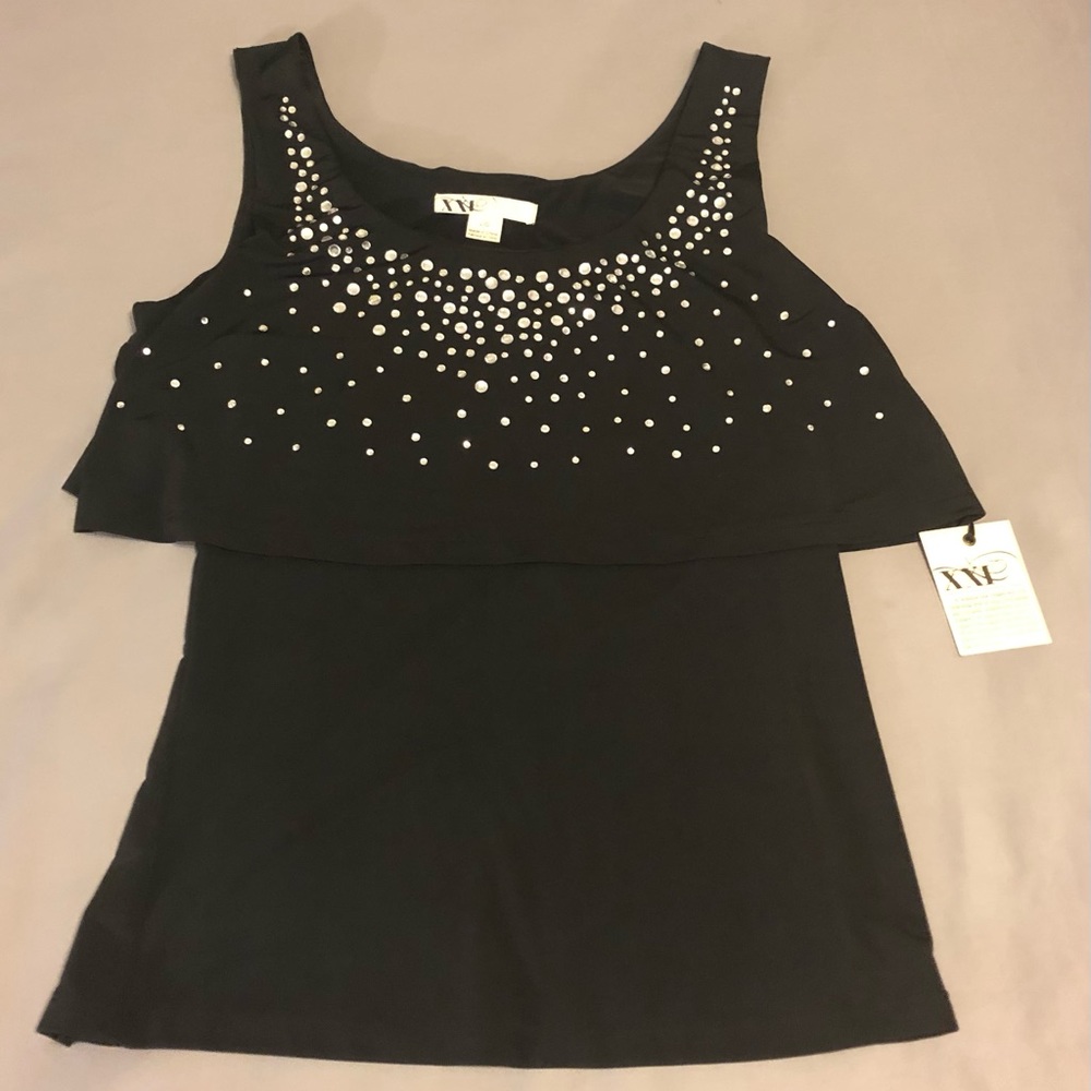 Forever 21 Black Tank With Rhinestones Size Large